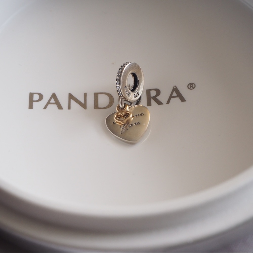 Pandora new Love You Forever Dangle 792042CZ Sterling Silver and 14K Gold